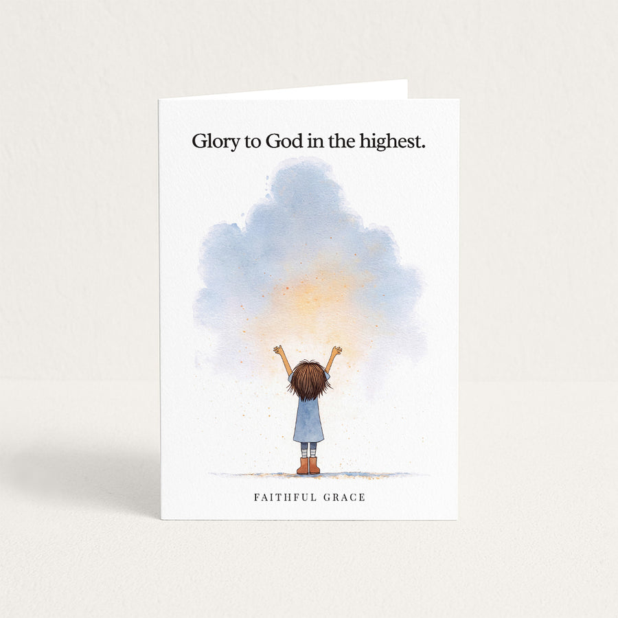 Christmas card reading "Glory to God in the highest."