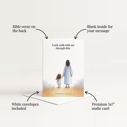 Bible verse on the back, blank inside for your message, premium 5x7 matte card, white envelopes included
