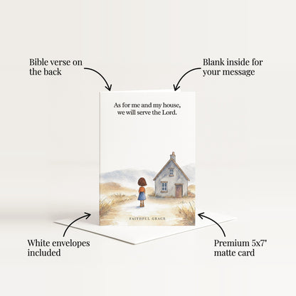 Bible verse on the back, blank inside for your message, premium 5x7 matte card, white envelopes included