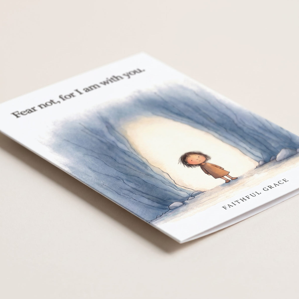 Close-up of the For I am with you card showing the smooth matte finish and fold