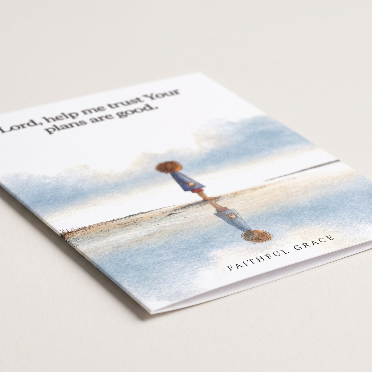 Close-up of the Help me trust Your plans are good card showing the smooth matte finish and fold