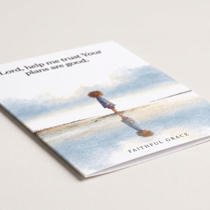 Close-up of the Help me trust Your plans are good card showing the smooth matte finish and fold