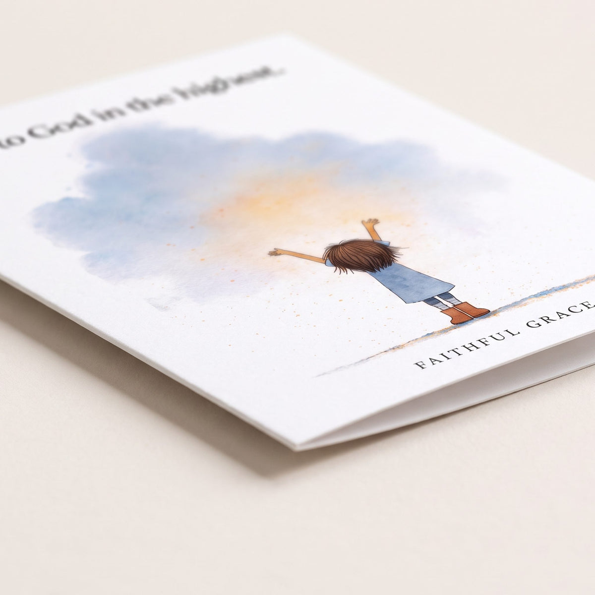 Close-up of the Glory to God in the highest card showing the smooth matte finish and fold
