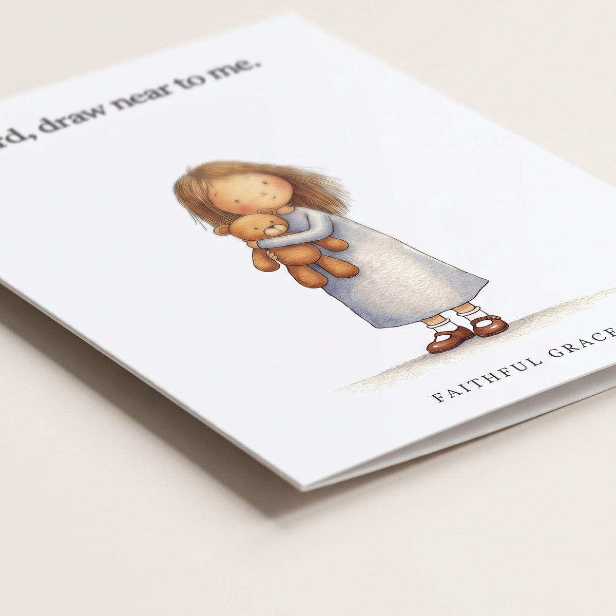 Close-up of the Draw near to me card showing the smooth matte finish and fold