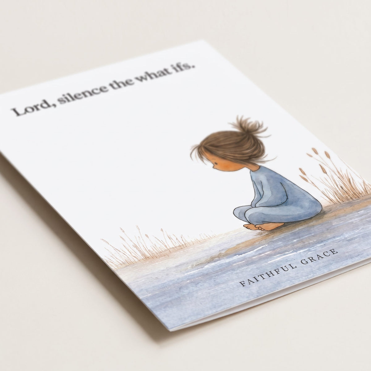 Close-up of the Silence the what ifs card showing the smooth matte finish and fold