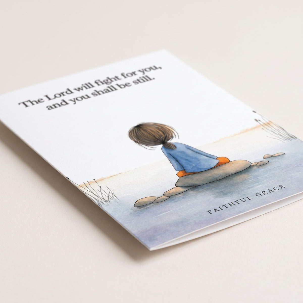 Close-up of the The Lord will fight for you card showing the smooth matte finish and fold