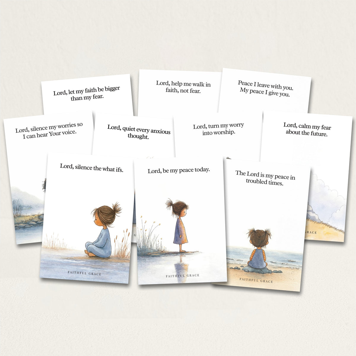 The Peace card bundle: ten peace greeting cards, with Silence the what ifs, Be my peace and My peace in troubled times at the front
