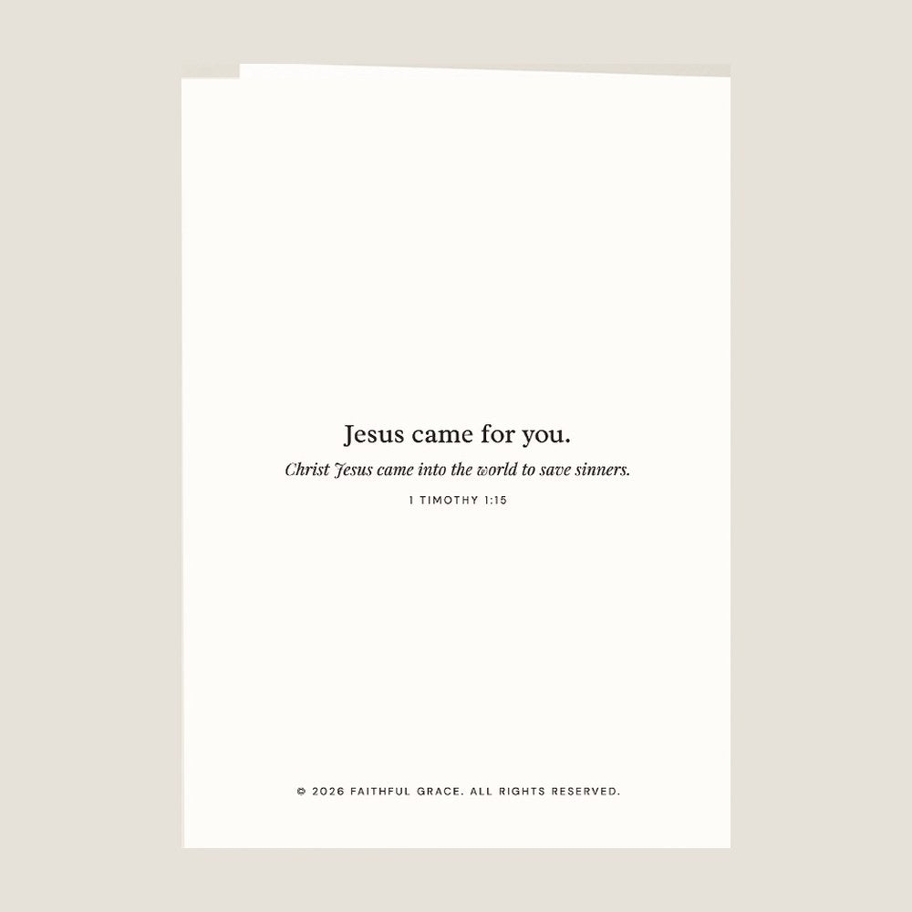 Back of the card, with the Bible verse behind Jesus came for you. Merry Christmas.